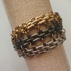 Mika Sighed Chunky Multi Mix Metal Cuff Style Bracelet